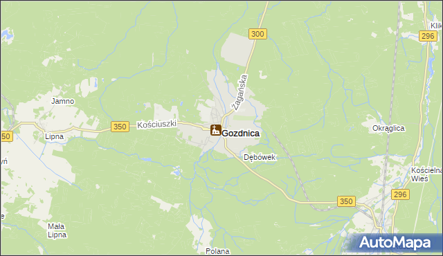 mapa Gozdnica powiat żagański, Gozdnica powiat żagański na mapie Targeo