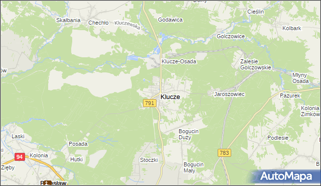 mapa Klucze powiat olkuski, Klucze powiat olkuski na mapie Targeo