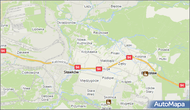 mapa Krzykawa, Krzykawa na mapie Targeo