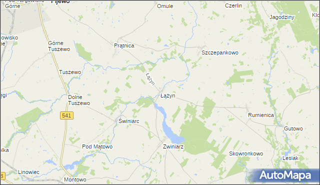mapa Łążyn gmina Lubawa, Łążyn gmina Lubawa na mapie Targeo