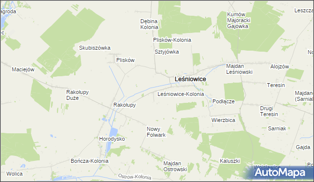 mapa Leśniowice-Kolonia, Leśniowice-Kolonia na mapie Targeo