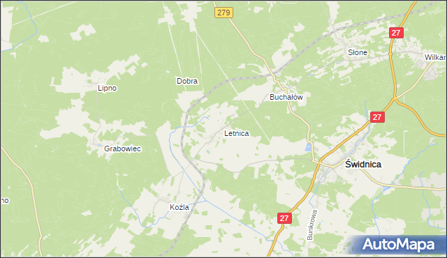 mapa Letnica, Letnica na mapie Targeo