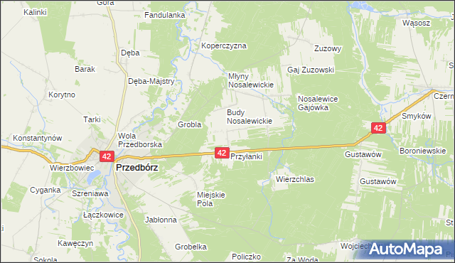 mapa Ludwików gmina Przedbórz, Ludwików gmina Przedbórz na mapie Targeo