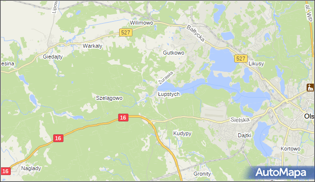 mapa Łupstych, Łupstych na mapie Targeo