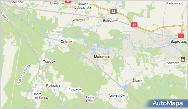 mapa Małomice, Małomice na mapie Targeo