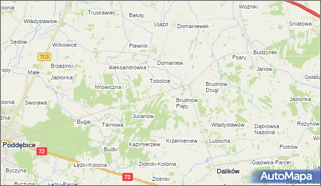 mapa Marysin gmina Dalików, Marysin gmina Dalików na mapie Targeo