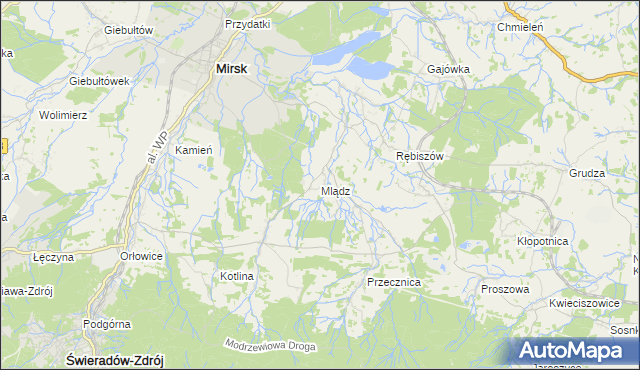 mapa Mlądz, Mlądz na mapie Targeo