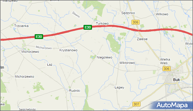 mapa Niegolewo, Niegolewo na mapie Targeo