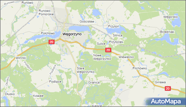 mapa Nowe Węgorzynko, Nowe Węgorzynko na mapie Targeo