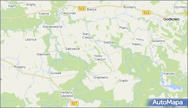 mapa Nowy Cieszyn, Nowy Cieszyn na mapie Targeo