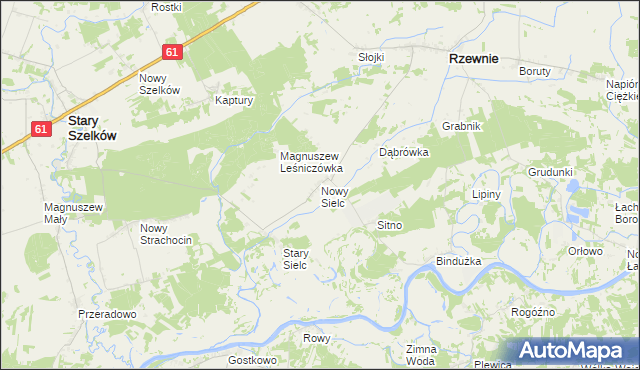 mapa Nowy Sielc gmina Rzewnie, Nowy Sielc gmina Rzewnie na mapie Targeo