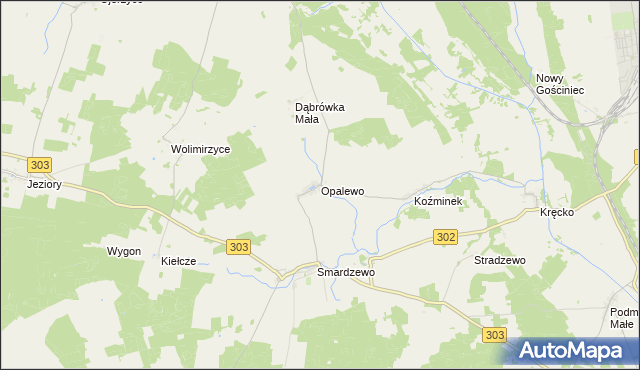 mapa Opalewo, Opalewo na mapie Targeo