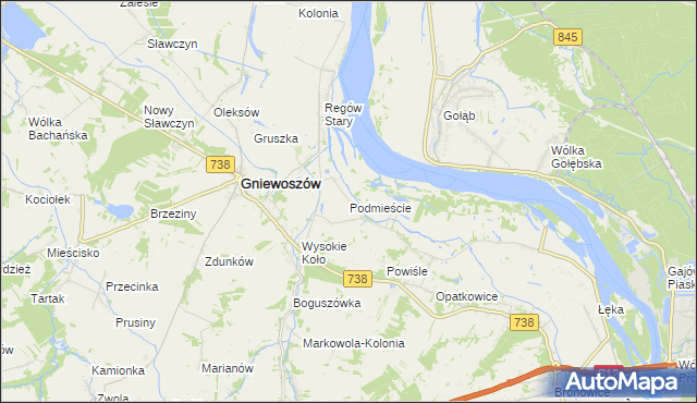 mapa Podmieście gmina Gniewoszów, Podmieście gmina Gniewoszów na mapie Targeo
