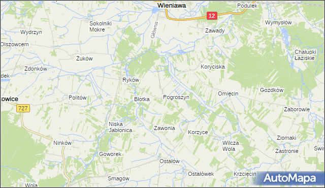 mapa Pogroszyn, Pogroszyn na mapie Targeo