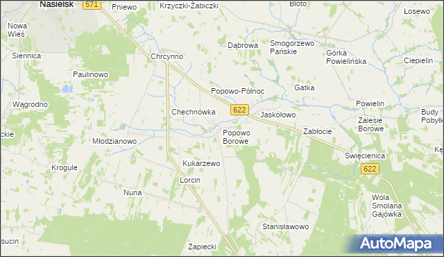 mapa Popowo Borowe, Popowo Borowe na mapie Targeo