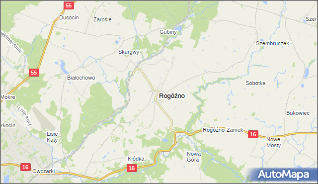 mapa Rogóźno powiat grudziądzki, Rogóźno powiat grudziądzki na mapie Targeo