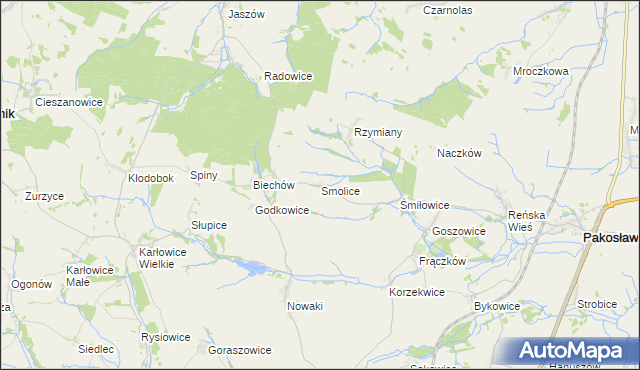 mapa Smolice gmina Pakosławice, Smolice gmina Pakosławice na mapie Targeo