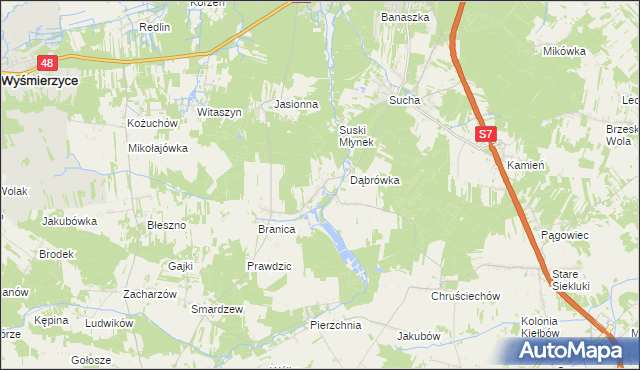 mapa Stawiszyn gmina Białobrzegi, Stawiszyn gmina Białobrzegi na mapie Targeo