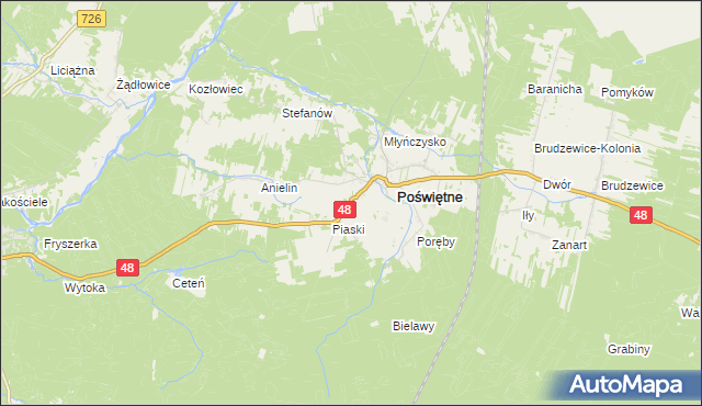 mapa Studzianna gmina Poświętne, Studzianna gmina Poświętne na mapie Targeo