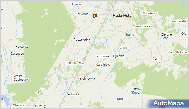 mapa Tarnówka gmina Ruda-Huta, Tarnówka gmina Ruda-Huta na mapie Targeo