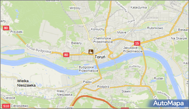 mapa Torunia, Toruń na mapie Targeo