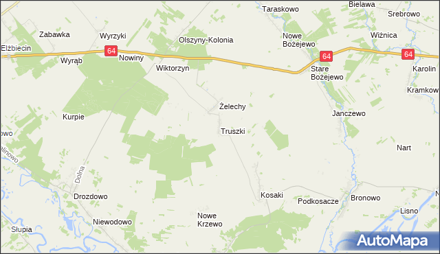 mapa Truszki gmina Piątnica, Truszki gmina Piątnica na mapie Targeo