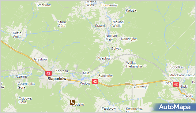 mapa Wąglów, Wąglów na mapie Targeo