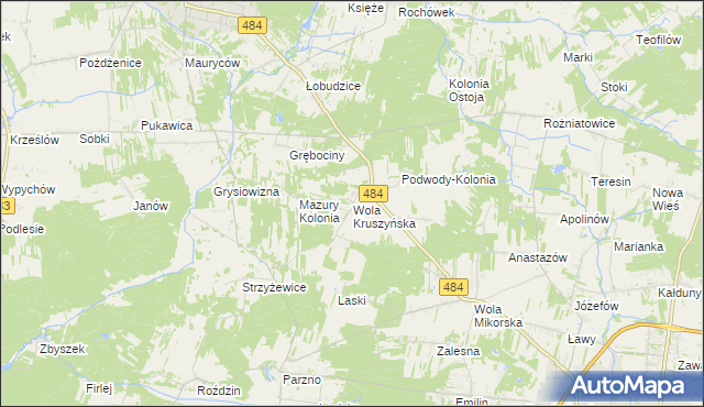 mapa Wola Kruszyńska, Wola Kruszyńska na mapie Targeo