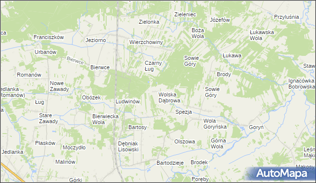 mapa Wolska Dąbrowa, Wolska Dąbrowa na mapie Targeo