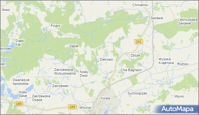 mapa Dalkowo gmina Więcbork, Dalkowo gmina Więcbork na mapie Targeo