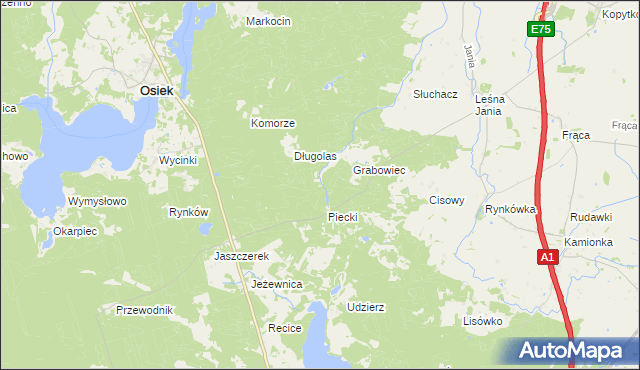 mapa Frąca gmina Osiek, Frąca gmina Osiek na mapie Targeo