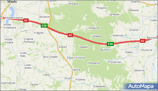 mapa Izabelin gmina Krzymów, Izabelin gmina Krzymów na mapie Targeo