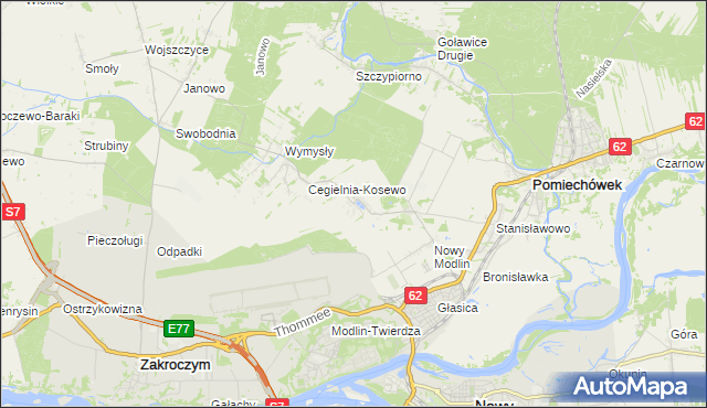 mapa Kosewo gmina Pomiechówek, Kosewo gmina Pomiechówek na mapie Targeo