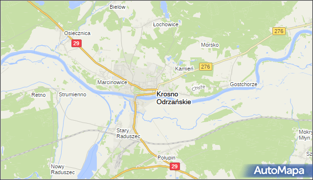 mapa Krosno Odrzańskie, Krosno Odrzańskie na mapie Targeo