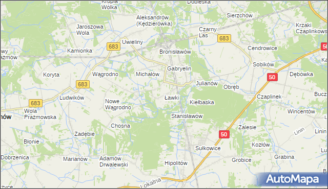 mapa Ławki gmina Prażmów, Ławki gmina Prażmów na mapie Targeo