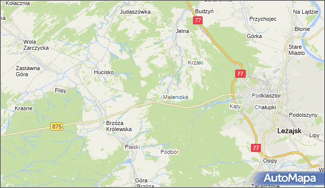 mapa Maleniska gmina Leżajsk, Maleniska gmina Leżajsk na mapie Targeo