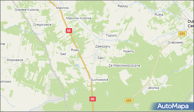 mapa Saki gmina Kleszczele, Saki gmina Kleszczele na mapie Targeo