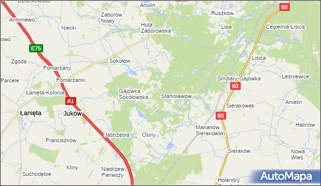 mapa Stanisławów gmina Gostynin, Stanisławów gmina Gostynin na mapie Targeo