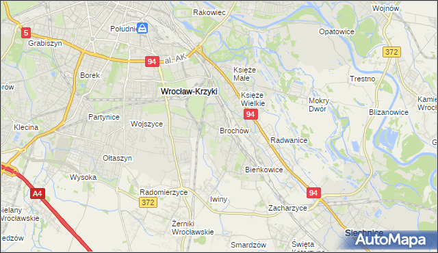 mapa Brochów gmina Wrocław, Brochów gmina Wrocław na mapie Targeo