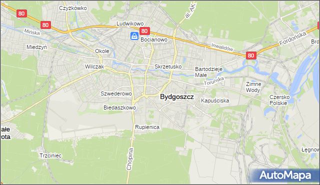 mapa Bydgoszczy, Bydgoszcz na mapie Targeo