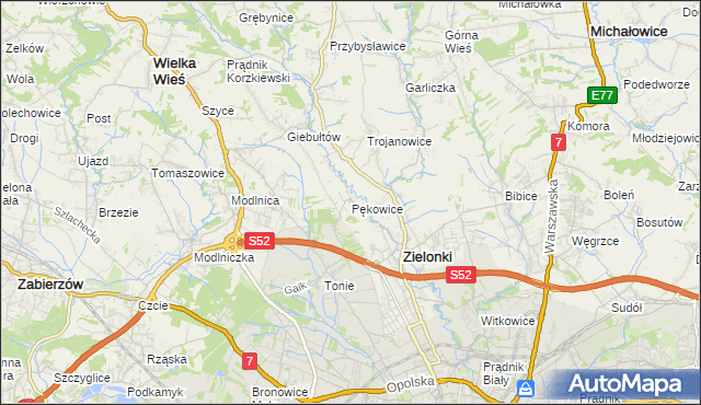 mapa Pękowice, Pękowice na mapie Targeo