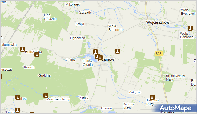 mapa Adamów powiat łukowski, Adamów powiat łukowski na mapie Targeo