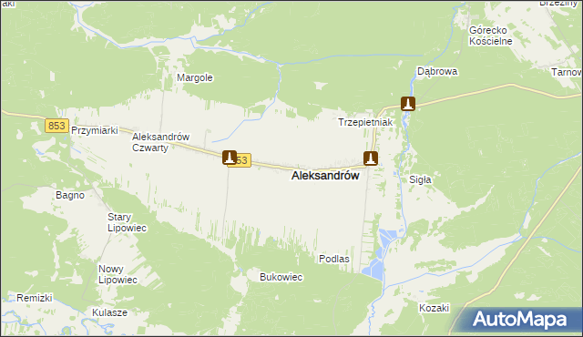 mapa Aleksandrów powiat biłgorajski, Aleksandrów powiat biłgorajski na mapie Targeo