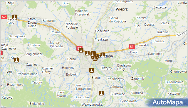 mapa Andrychów, Andrychów na mapie Targeo