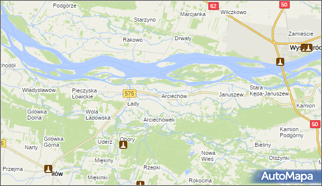mapa Arciechów gmina Iłów, Arciechów gmina Iłów na mapie Targeo