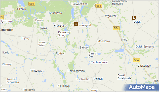 mapa Babiak gmina Golub-Dobrzyń, Babiak gmina Golub-Dobrzyń na mapie Targeo