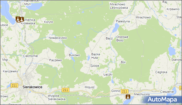 mapa Bącka Huta, Bącka Huta na mapie Targeo