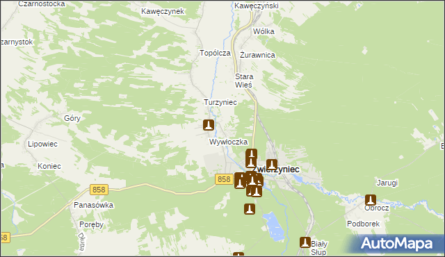 mapa Bagno gmina Zwierzyniec, Bagno gmina Zwierzyniec na mapie Targeo
