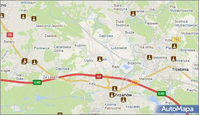 mapa Balin gmina Chrzanów, Balin gmina Chrzanów na mapie Targeo