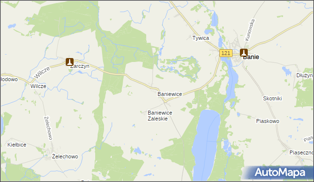 mapa Baniewice, Baniewice na mapie Targeo